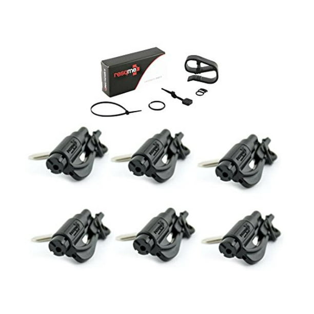 Resqme Original Keychain Car Escape Tool Black Pack of 6 with Visor Clip Kit